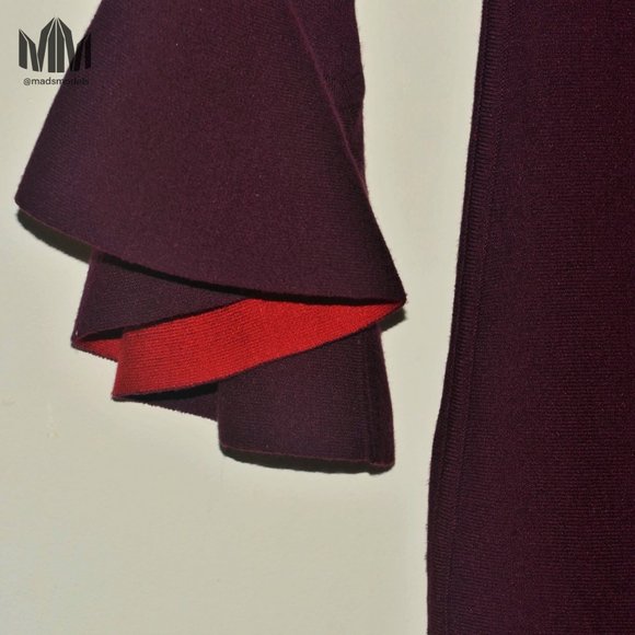 Milly l Contrast Knit Draped Purple Mermaid Dress - Picture 3 of 8